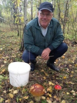 белый рядом с мухоромом